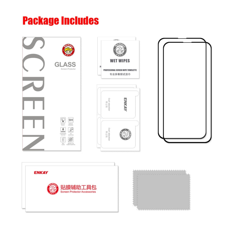 For iPhone 13 / 13 Pro 2pcs ENKAY Hat-Prince Full Glue 0.26mm 9H 2.5D Tempered Glass Screen Protector Full Coverage Film - HoMEdemic™ 