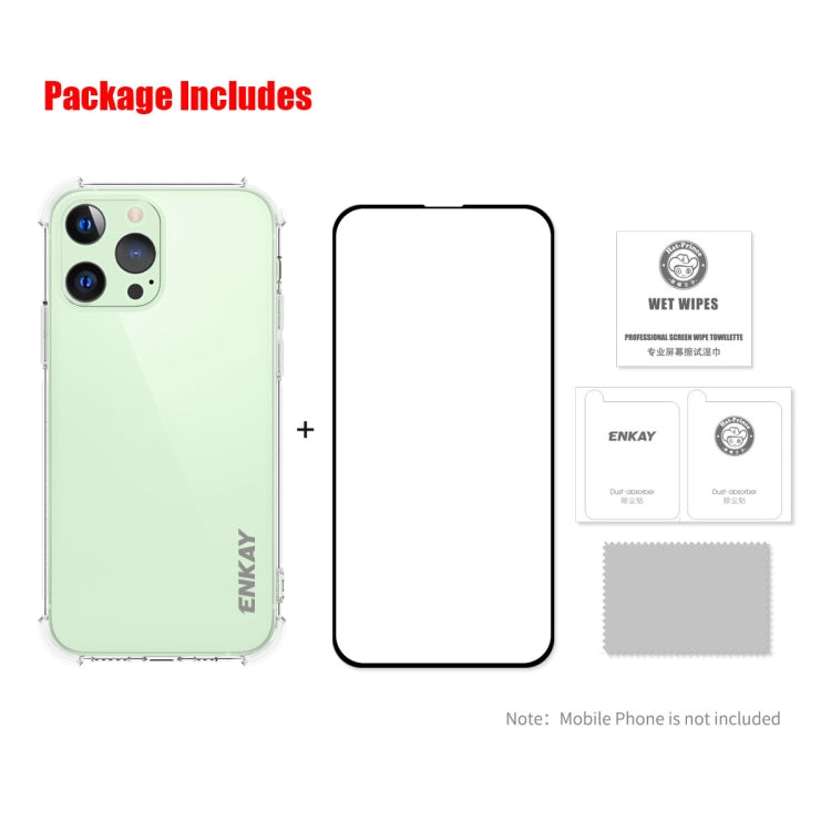 For iPhone 13 Pro Hat-Prince ENKAY Clear TPU Shockproof Soft Case Drop Protection Cover + Full Coverage Tempered Glass Protector Film - HoMEdemic™ 