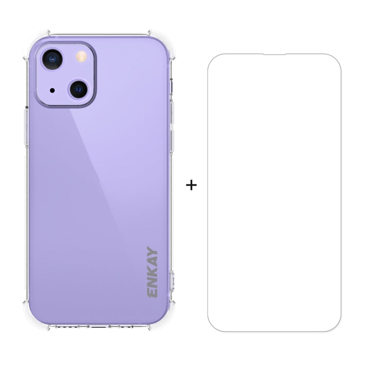 For iPhone 13 mini Hat-Prince ENKAY Clear TPU Shockproof Soft Case Drop Protection Cover + Clear HD Tempered Glass Protector Film - HoMEdemic™ 