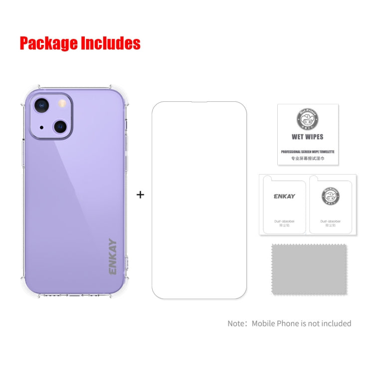 For iPhone 13 mini Hat-Prince ENKAY Clear TPU Shockproof Soft Case Drop Protection Cover + Clear HD Tempered Glass Protector Film - HoMEdemic™ 