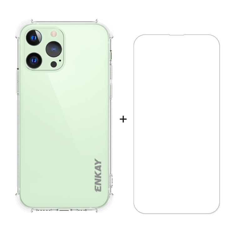 For iPhone 13 Pro Hat-Prince ENKAY Clear TPU Shockproof Soft Case Drop Protection Cover + Clear HD Tempered Glass Protector Film - HoMEdemic™ 