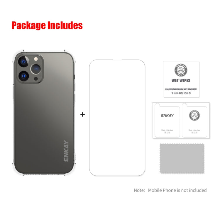 For iPhone 13 Pro Max Hat-Prince ENKAY Clear TPU Shockproof Soft Case Drop Protection Cover + Clear HD Tempered Glass Protector Film - HoMEdemic™ 