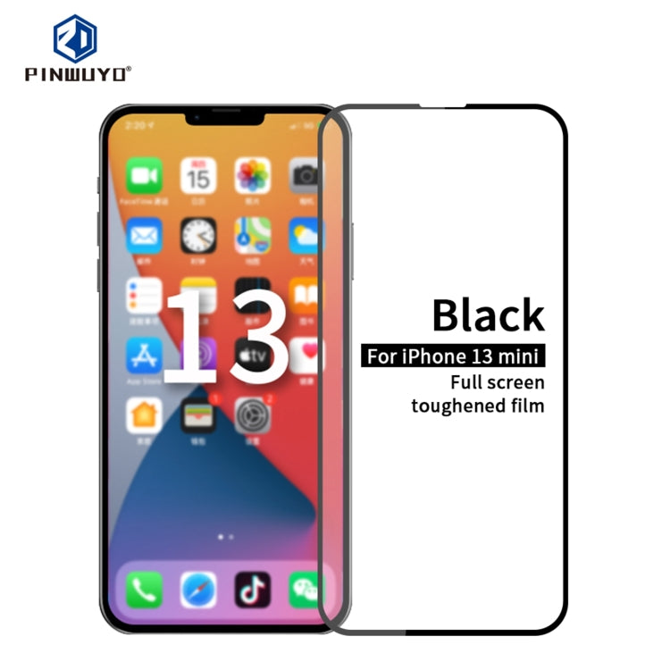 For iPhone 13 mini PINWUYO 9H 2.5D Full Screen Tempered Glass Film (Black) - HoMEdemic™ 