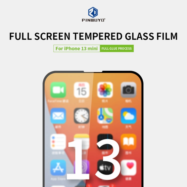 For iPhone 13 mini PINWUYO 9H 2.5D Full Screen Tempered Glass Film (Black) - HoMEdemic™ 