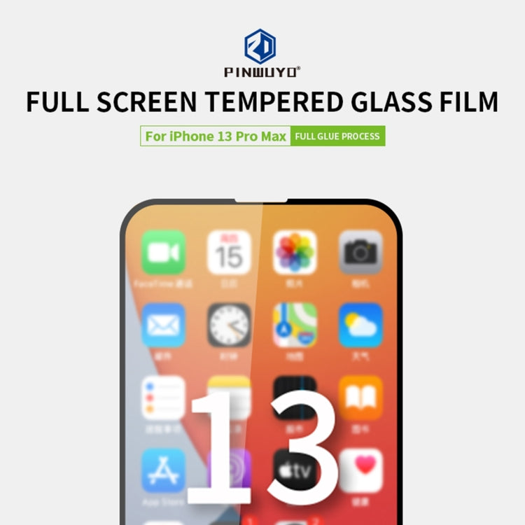 For iPhone 13 Pro Max PINWUYO 9H 2.5D Full Screen Tempered Glass Film (Black) - HoMEdemic™ 