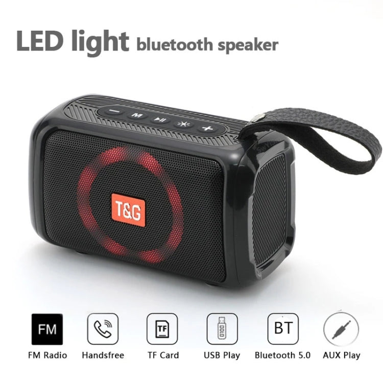 T&G TG193 Portable Bluetooth Speaker LED Light Waterproof Outdoor Subwoofer Support TF Card / FM Radio / AUX(Black) - HoMEdemic™ 