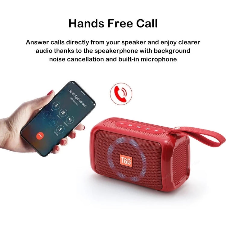 T&G TG193 Portable Bluetooth Speaker LED Light Waterproof Outdoor Subwoofer Support TF Card / FM Radio / AUX(Red) - HoMEdemic™ 
