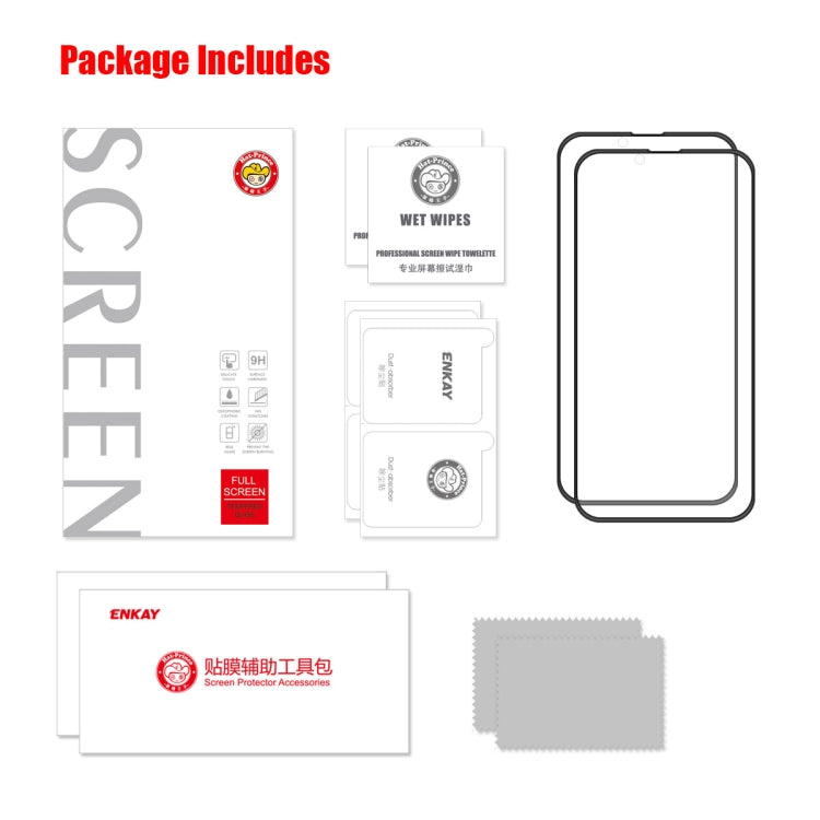 For iPhone 13 / 13 Pro 2pcs ENKAY Hat-Prince Anti-drop Full Glue Tempered Glass Full Screen Film Anti-fall Protector - HoMEdemic™ 
