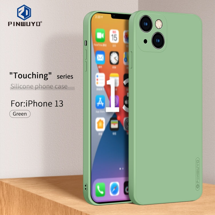 For iPhone 13 PINWUYO Touching Series Liquid Silicone TPU Shockproof Case(Green) - HoMEdemic™ 