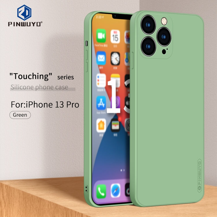 For iPhone 13 Pro PINWUYO Touching Series Liquid Silicone TPU Shockproof Case (Green) - HoMEdemic™ 