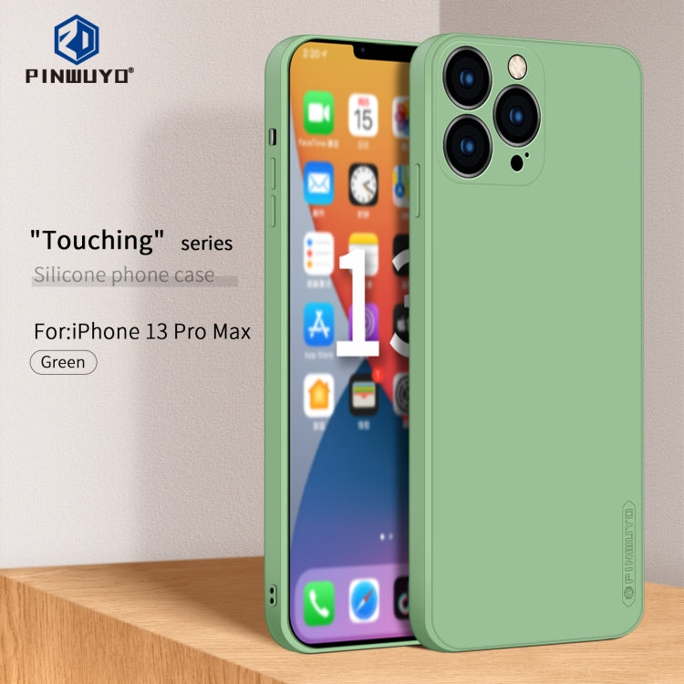 For iPhone 13 Pro Max PINWUYO Touching Series Liquid Silicone TPU Shockproof Case (Green) - HoMEdemic™ 