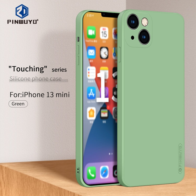 For iPhone 13 mini PINWUYO Touching Series Liquid Silicone TPU Shockproof Case (Green) - HoMEdemic™ 