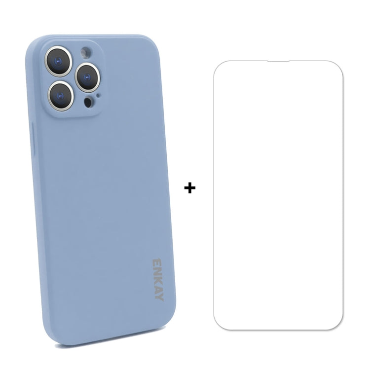 For iPhone 13 Pro Max Hat-Prince ENKAY Liquid Silicone Shockproof Protective Case Drop Protection Cover + 9H Tempered Glass Screen Protector - HoMEdemic™ 