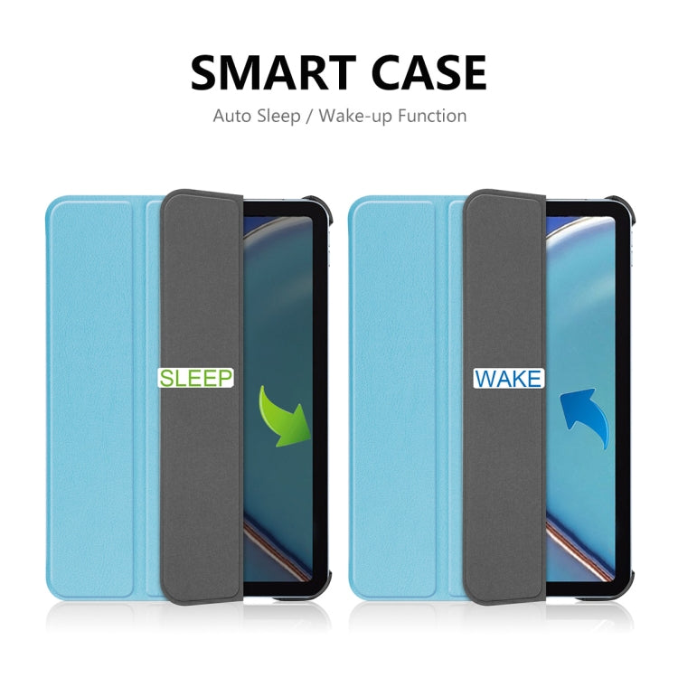 For iPad mini 2024 / mini 6 ENKAY Custer Texture Horizontal Flip PU+PC Leather Tablet Case with Three-folding Holder & Sleep / Wake-up Function(Light Blue) - HoMEdemic™ 