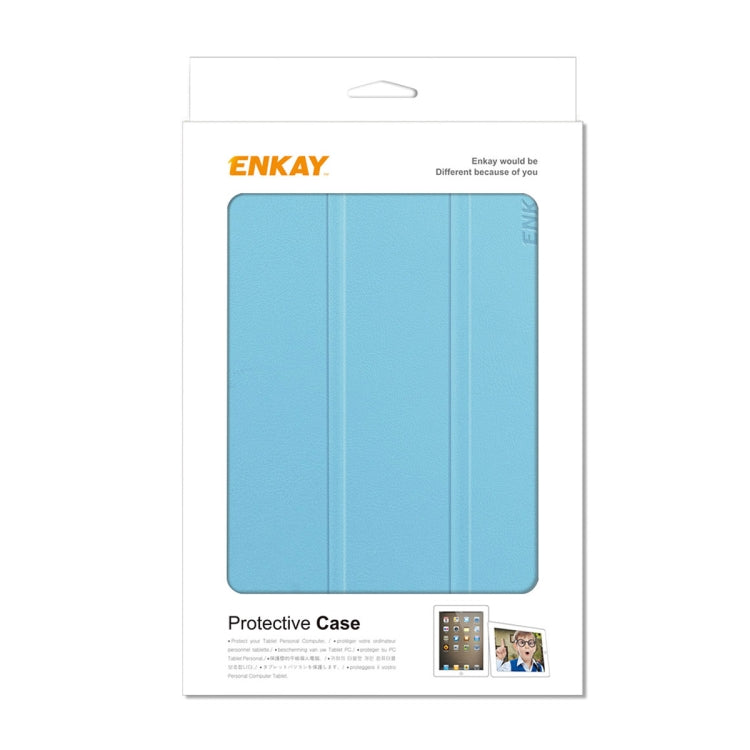 For iPad mini 2024 / mini 6 ENKAY Custer Texture Horizontal Flip PU+PC Leather Tablet Case with Three-folding Holder & Sleep / Wake-up Function(Light Blue) - HoMEdemic™ 
