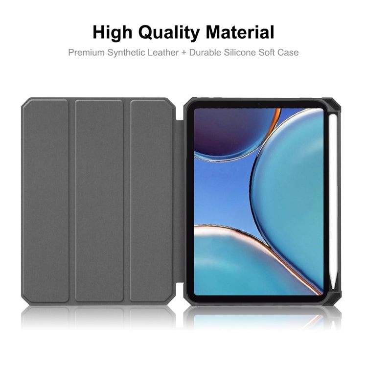 For iPad mini 2024 / mini 6 ENKAY Custer Texture Horizontal Flip PU+TPU Leather Tablet Case with Three-folding Holder & Sleep / Wake-up Function & Pen Holder(Black) - HoMEdemic™ 