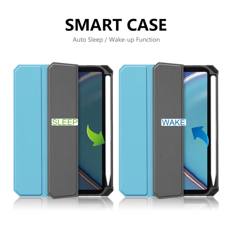 For iPad mini 2024 / mini 6 ENKAY Custer Texture Horizontal Flip PU+TPU Leather Tablet Case with Three-folding Holder & Sleep / Wake-up Function & Pen Holder(Dark Blue) - HoMEdemic™ 