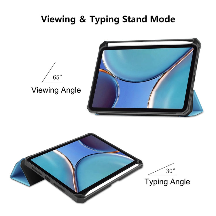 For iPad mini 2024 / mini 6 ENKAY Custer Texture Horizontal Flip PU+TPU Leather Tablet Case with Three-folding Holder & Sleep / Wake-up Function & Pen Holder(Dark Blue) - HoMEdemic™ 