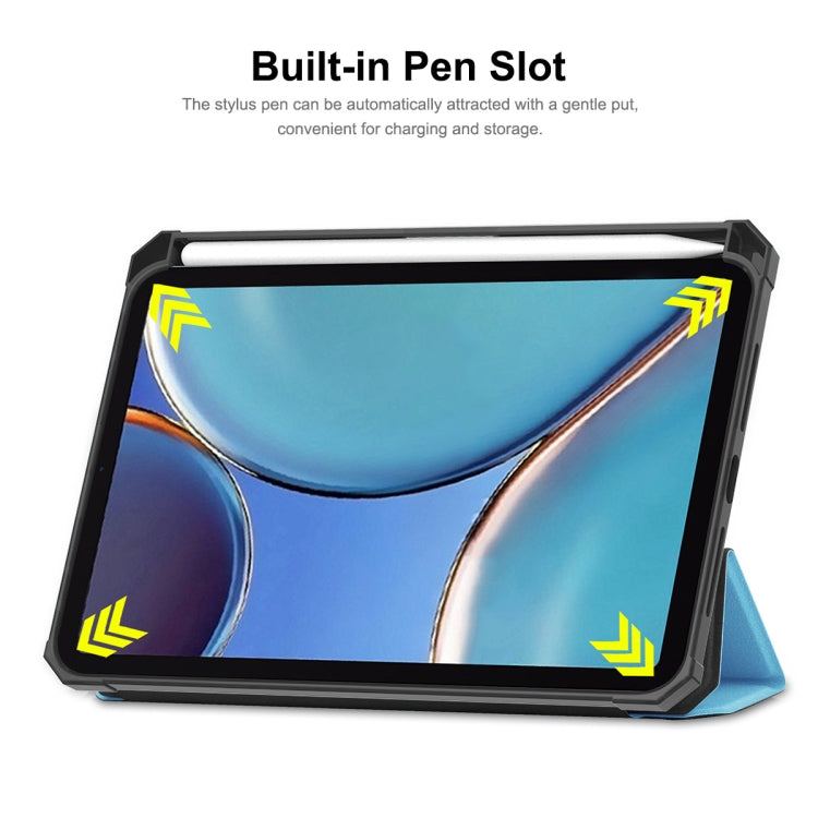 For iPad mini 2024 / mini 6 ENKAY Custer Texture Horizontal Flip PU+TPU Leather Tablet Case with Three-folding Holder & Sleep / Wake-up Function & Pen Holder(Dark Blue) - HoMEdemic™ 