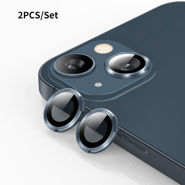 For iPhone 13 ENKAY Hat-Prince Aluminium Alloy + Tempered Glass Camera Lens Cover Film Ring(Blue) - HoMEdemic™ 
