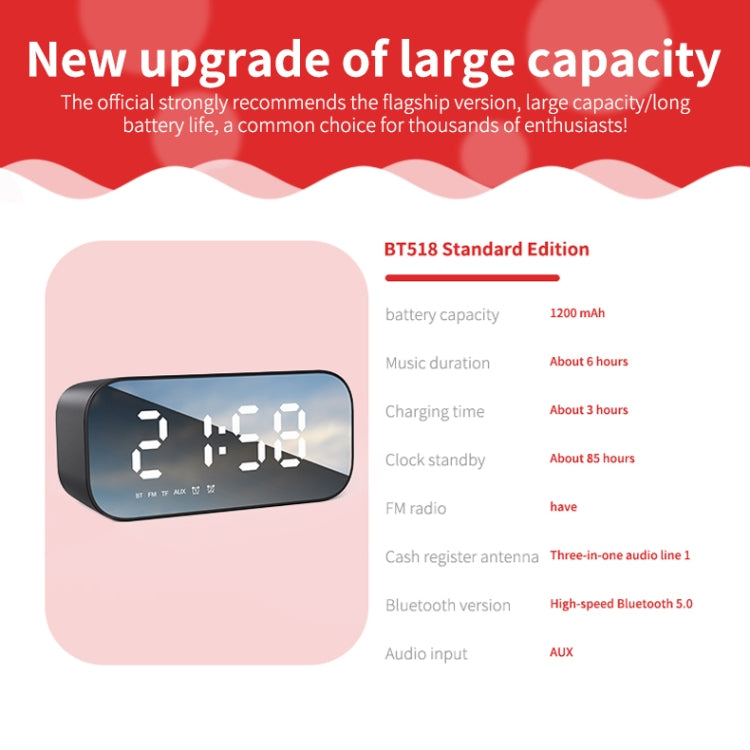 AEC BT518 Portable Wireless Bluetooth Speaker LED Alarm Clock Support AUX / TF Card / FM - HoMEdemic™ 