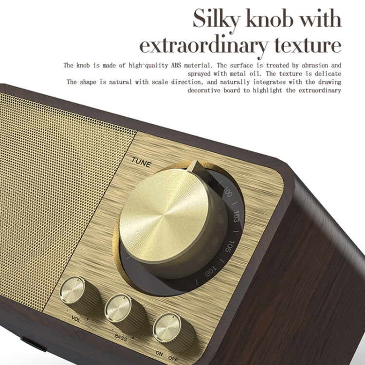 OneDer JY-66 Wooden Wireless BT5.0 Retro Classic Speaker FM Radio Support TF / U-Disk / AUX - HoMEdemic™ 