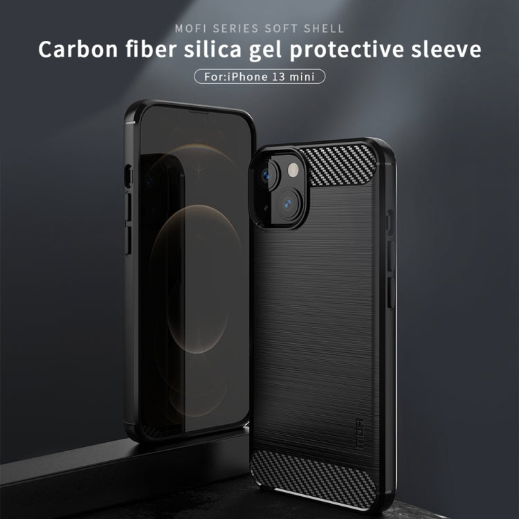 For iPhone 13 mini MOFI Gentleness Series Brushed Texture Carbon Fiber Soft TPU Case  (Red) - HoMEdemic™ 