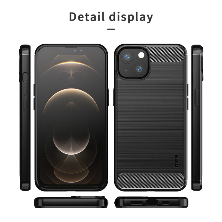 For iPhone 13 mini MOFI Gentleness Series Brushed Texture Carbon Fiber Soft TPU Case  (Red) - HoMEdemic™ 