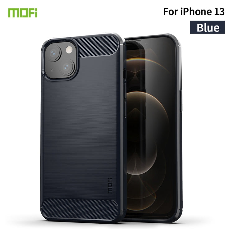 For iPhone 13 MOFI Gentleness Series Brushed Texture Carbon Fiber Soft TPU Case (Blue) - HoMEdemic™ 