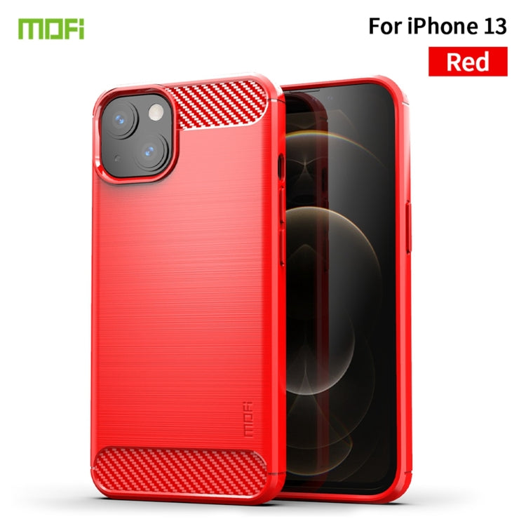 For iPhone 13 MOFI Gentleness Series Brushed Texture Carbon Fiber Soft TPU Case (Red) - HoMEdemic™ 