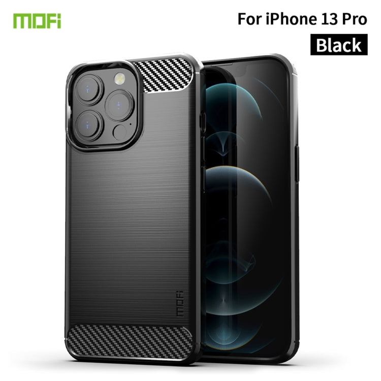 For iPhone 13 Pro MOFI Gentleness Series Brushed Texture Carbon Fiber Soft TPU Case  (Black) - HoMEdemic™ 