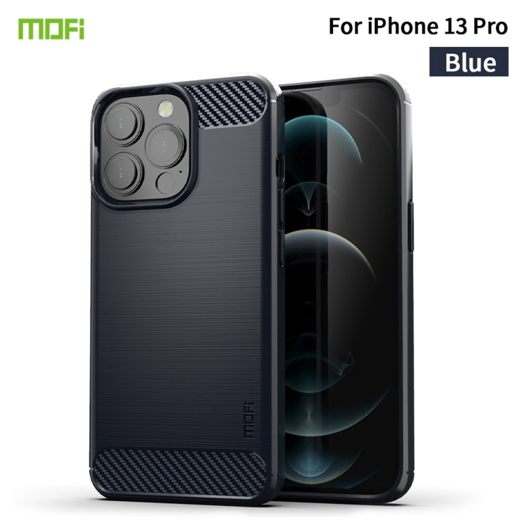 For iPhone 13 Pro MOFI Gentleness Series Brushed Texture Carbon Fiber Soft TPU Case  (Blue) - HoMEdemic™ 