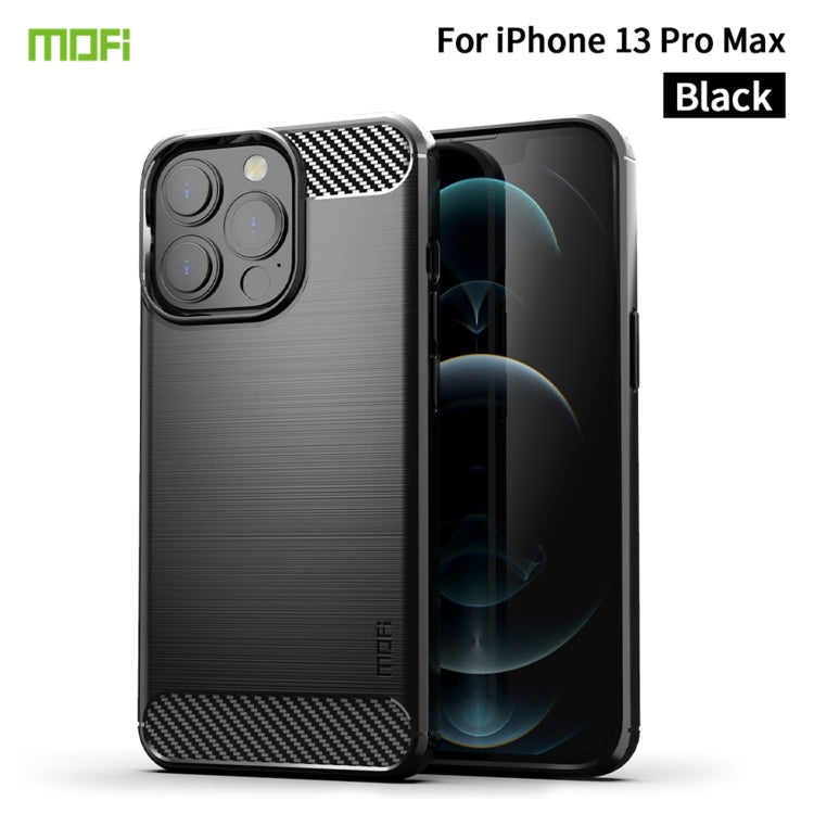 For iPhone 13 Pro Max MOFI Gentleness Series Brushed Texture Carbon Fiber Soft TPU Case  (Black) - HoMEdemic™ 