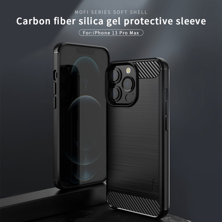 For iPhone 13 Pro Max MOFI Gentleness Series Brushed Texture Carbon Fiber Soft TPU Case  (Black) - HoMEdemic™ 