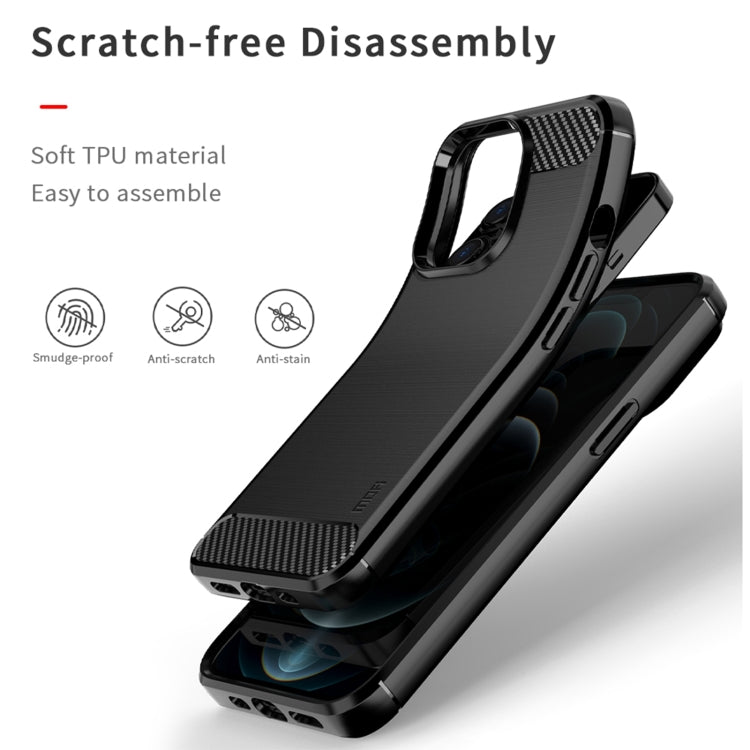 For iPhone 13 Pro Max MOFI Gentleness Series Brushed Texture Carbon Fiber Soft TPU Case  (Black) - HoMEdemic™ 