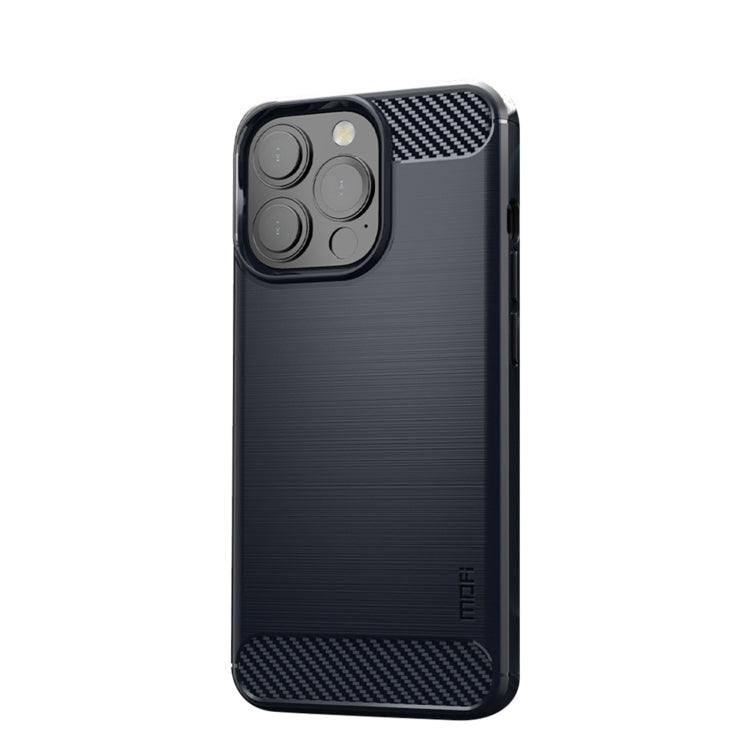 For iPhone 13 Pro Max MOFI Gentleness Series Brushed Texture Carbon Fiber Soft TPU Case  (Blue) - HoMEdemic™ 