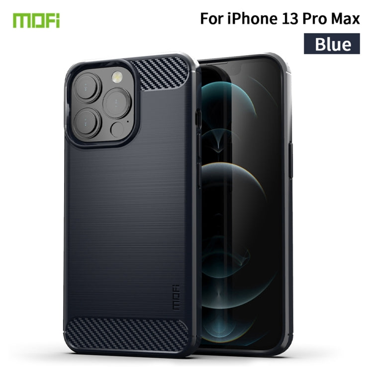 For iPhone 13 Pro Max MOFI Gentleness Series Brushed Texture Carbon Fiber Soft TPU Case  (Blue) - HoMEdemic™ 