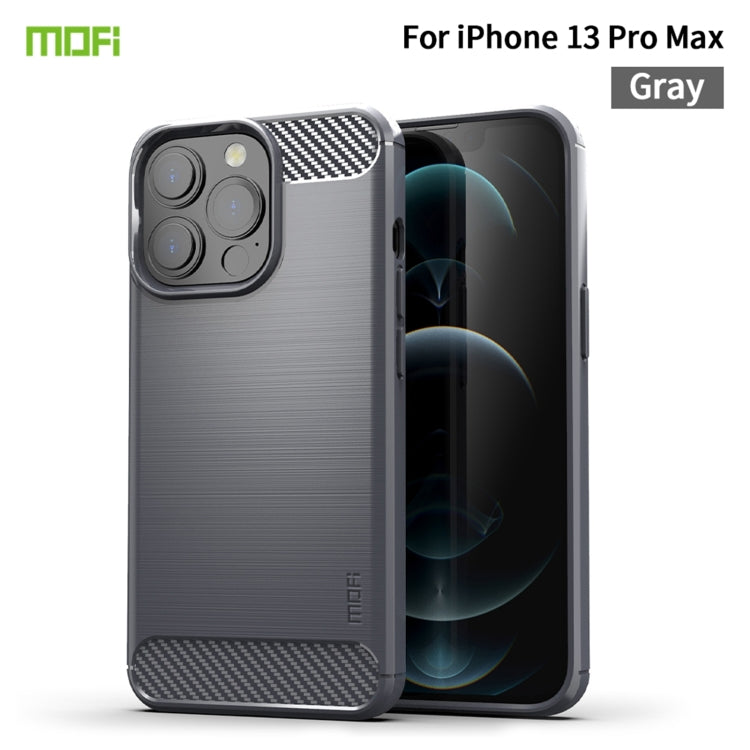 For iPhone 13 Pro Max MOFI Gentleness Series Brushed Texture Carbon Fiber Soft TPU Case  (Gray) - HoMEdemic™ 