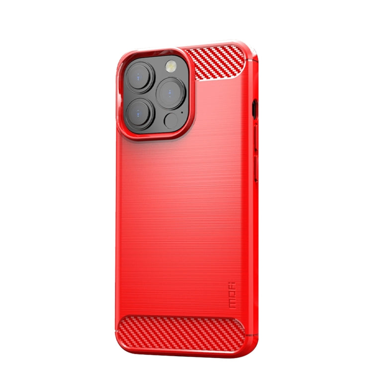For iPhone 13 Pro Max MOFI Gentleness Series Brushed Texture Carbon Fiber Soft TPU Case  (Red) - HoMEdemic™ 