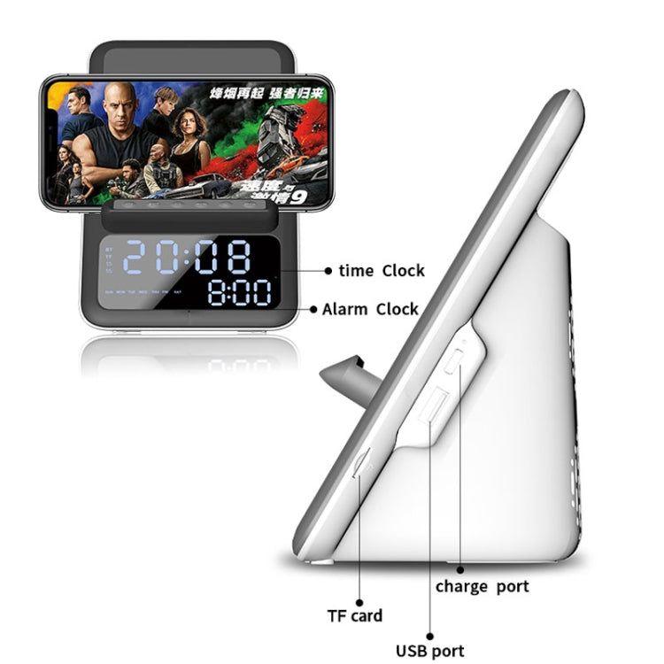 AEC BT512 Multifunctional Bluetooth Speaker 10W Wireless Charger LED Desktop Electronic Alarm Clock - HoMEdemic™ 