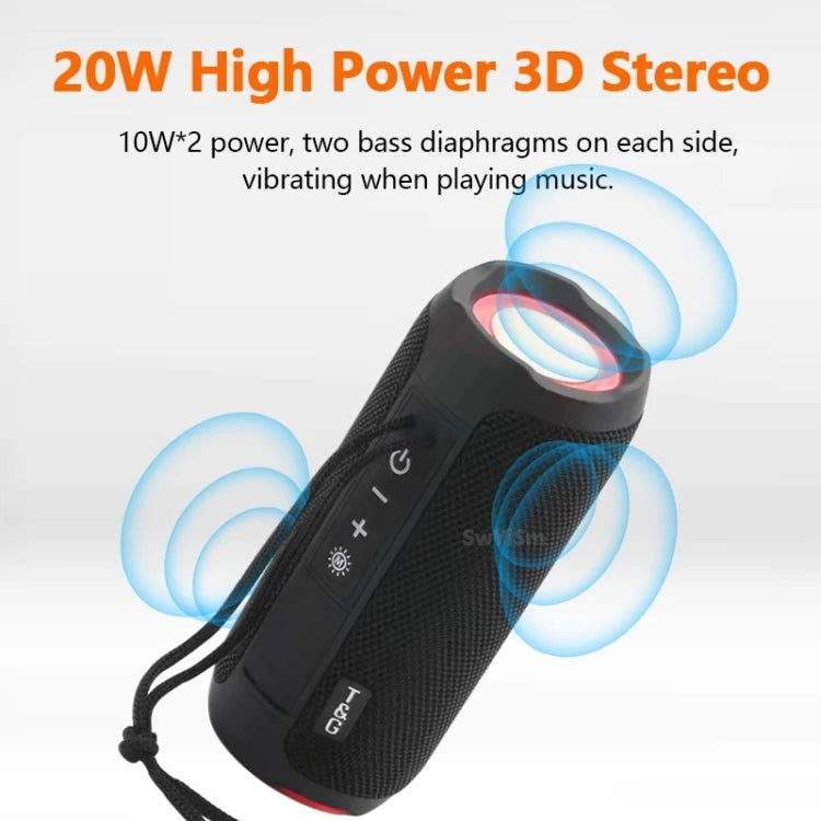 T&G TG227 Outdoor Portable Waterproof Bluetooth Music Speaker with LED Support FM / TF / USB(Black) - HoMEdemic™ 