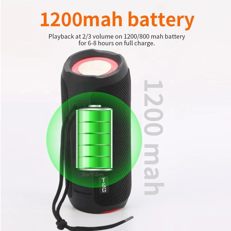 T&G TG227 Outdoor Portable Waterproof Bluetooth Music Speaker with LED Support FM / TF / USB(Black) - HoMEdemic™ 
