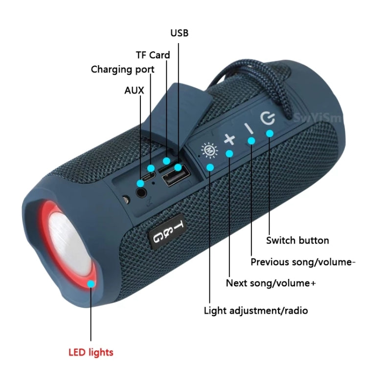 T&G TG227 Outdoor Portable Waterproof Bluetooth Music Speaker with LED Support FM / TF / USB(Black) - HoMEdemic™ 