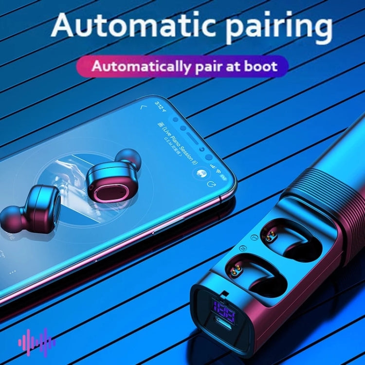 T&G TG909 TWS In-Ear Mini Dual Channel Stereo Bluetooth Earphones with LED Display(Black Silver) - HoMEdemic™ 