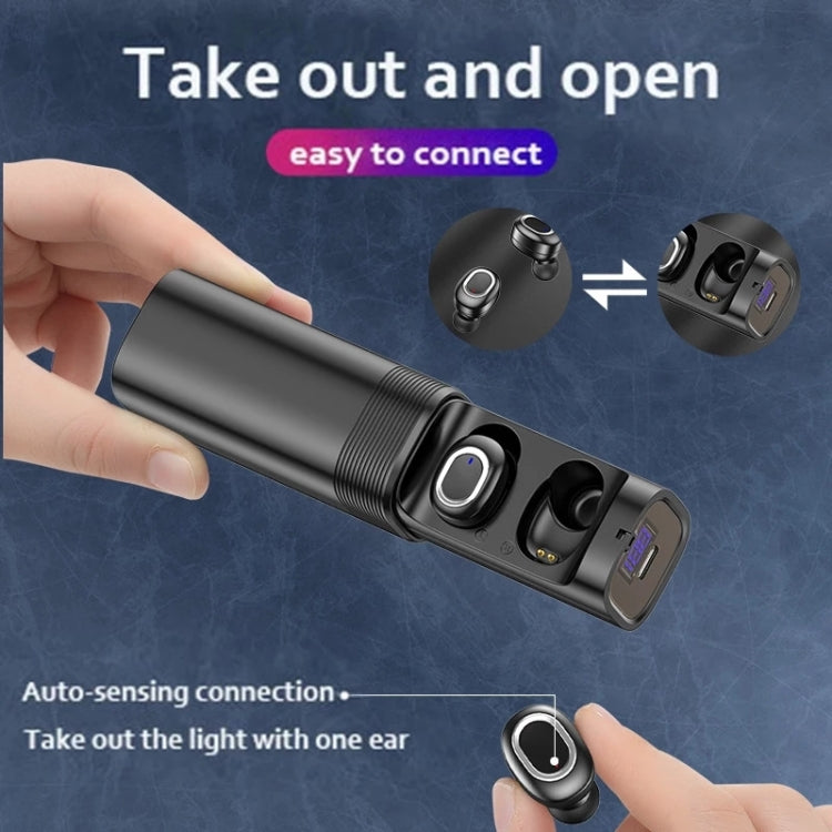 T&G TG909 TWS In-Ear Mini Dual Channel Stereo Bluetooth Earphones with LED Display(Black Silver) - HoMEdemic™ 