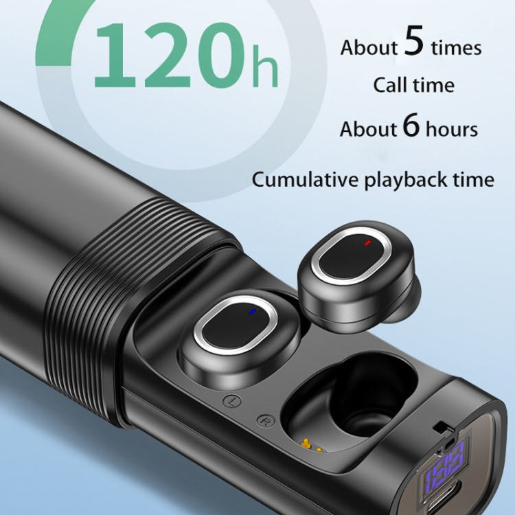 T&G TG909 TWS In-Ear Mini Dual Channel Stereo Bluetooth Earphones with LED Display(Black Silver) - HoMEdemic™ 