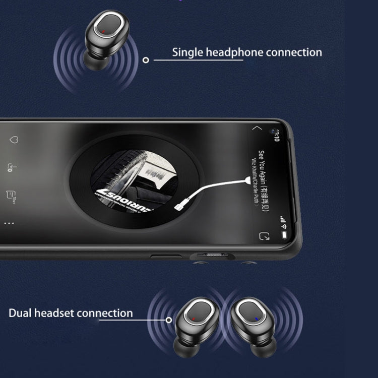 T&G TG909 TWS In-Ear Mini Dual Channel Stereo Bluetooth Earphones with LED Display(Black Silver) - HoMEdemic™ 