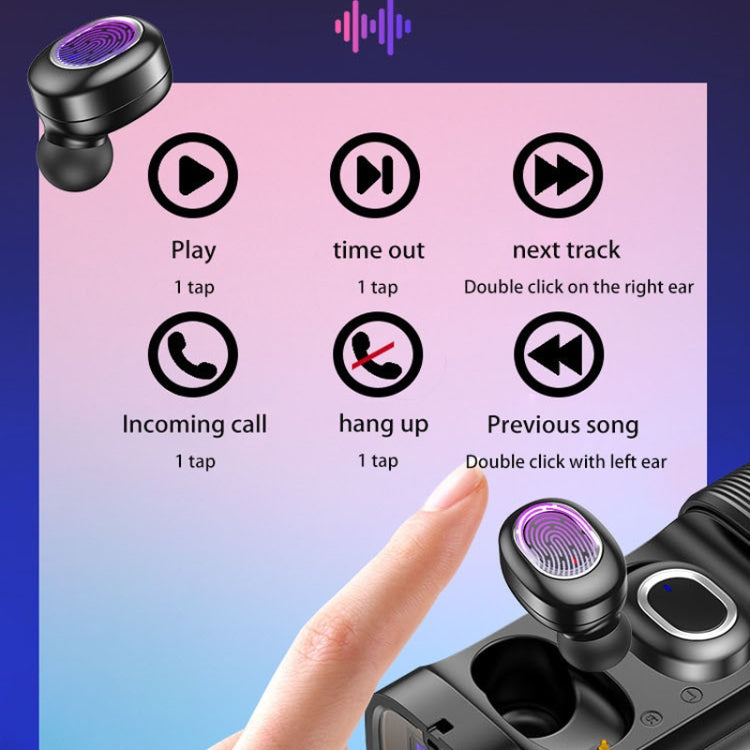 T&G TG909 TWS In-Ear Mini Dual Channel Stereo Bluetooth Earphones with LED Display(Black Silver) - HoMEdemic™ 