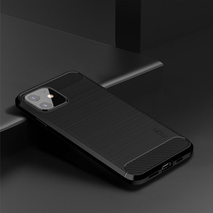 For iPhone 12 mini MOF Gentleness Series Brushed Texture Carbon Fiber Soft TPU Case (Black) - HoMEdemic™ 