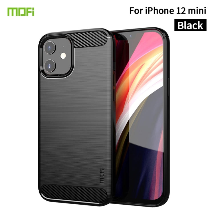 For iPhone 12 mini MOF Gentleness Series Brushed Texture Carbon Fiber Soft TPU Case (Black) - HoMEdemic™ 